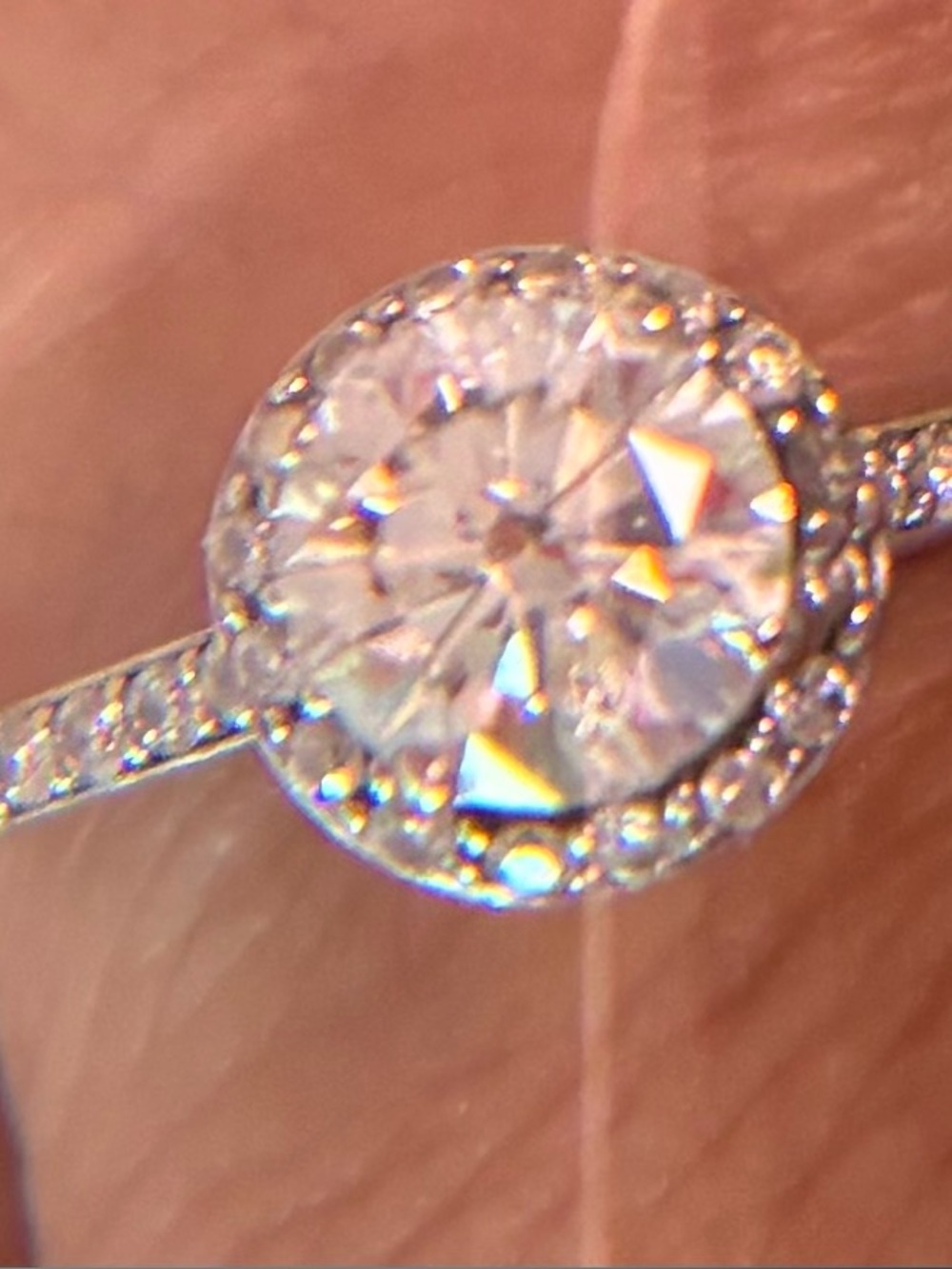 .95 CTW Round Cut Diamond Halo Engagement Ring 14k White Gold make offer
